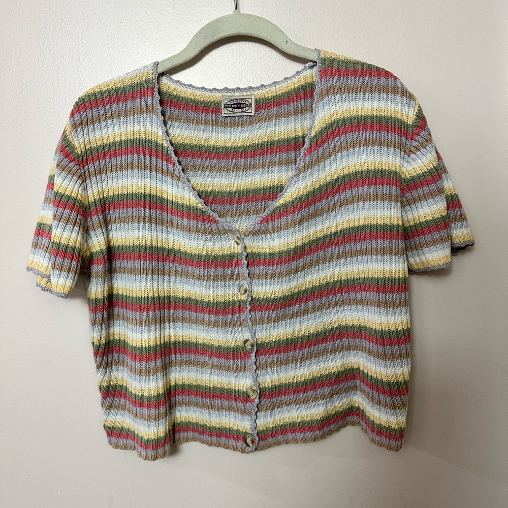 Jeanswear Countyseat Rainbow Striped Crop Top